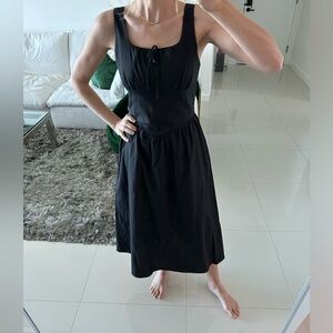 Commense Cotton & Linen Knotted Cami Midi Dress